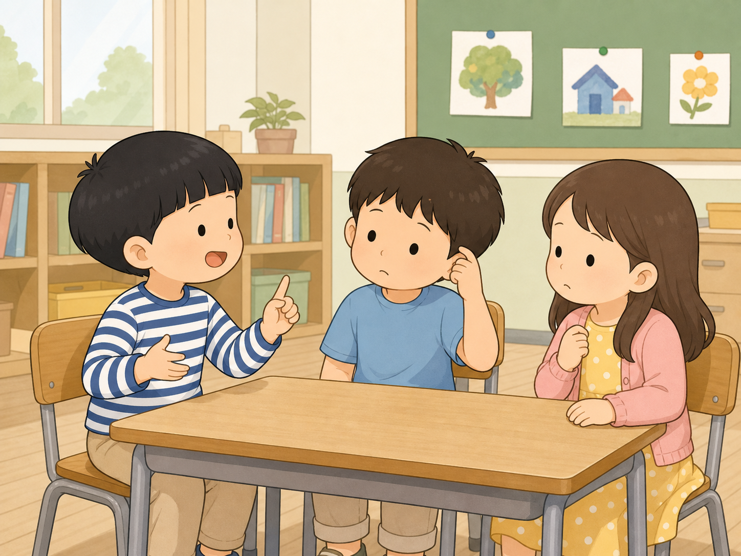 친구 앞에서 자기 이야기만 이어가 대화가 한쪽으로 흐르는 아이