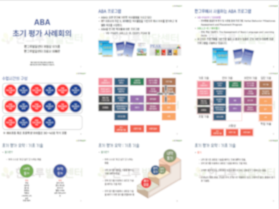 초기 사례회의에서 부모님 앞에 펼쳐 놓은 평가 자료