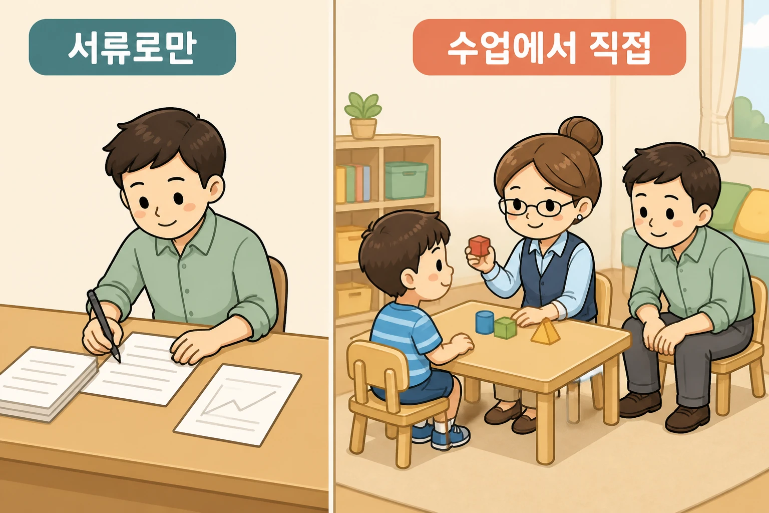 서류만 검토하는 슈퍼바이저와 수업에 들어가 아이를 보는 슈퍼바이저
