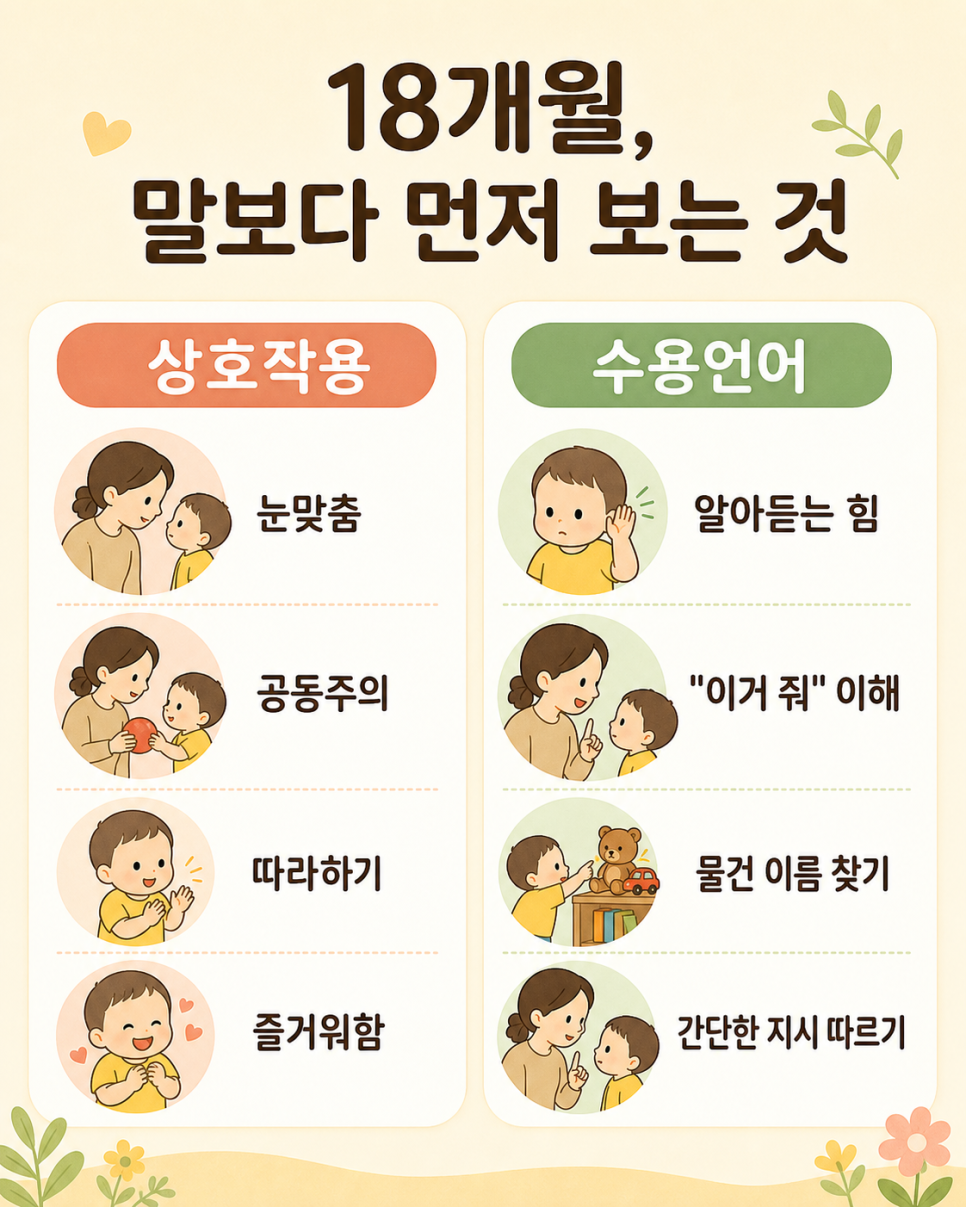 18개월 언어발달에서 상호작용과 말 이해를 함께 살펴보는 방법 안내