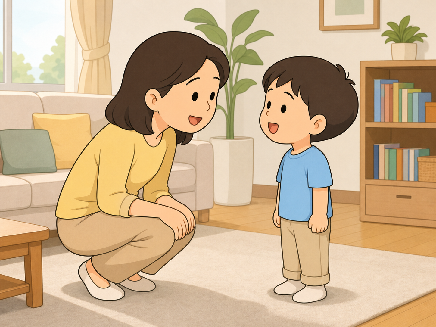 엄마의 질문을 그대로 따라 말하는 아이